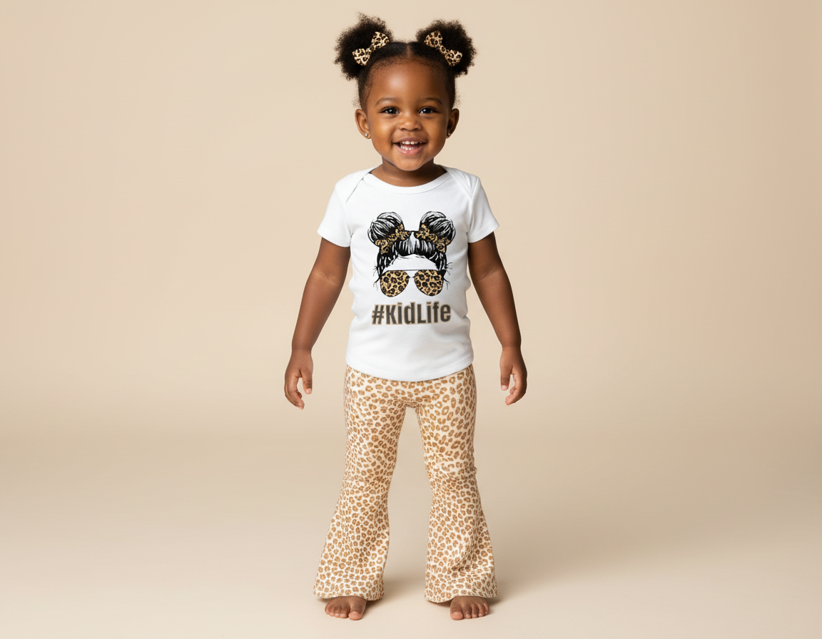 Cheetah Print Bell Bottom Outfit