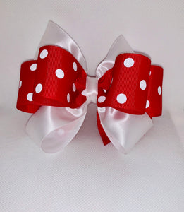 Red & White Loopy Hair Ribbon