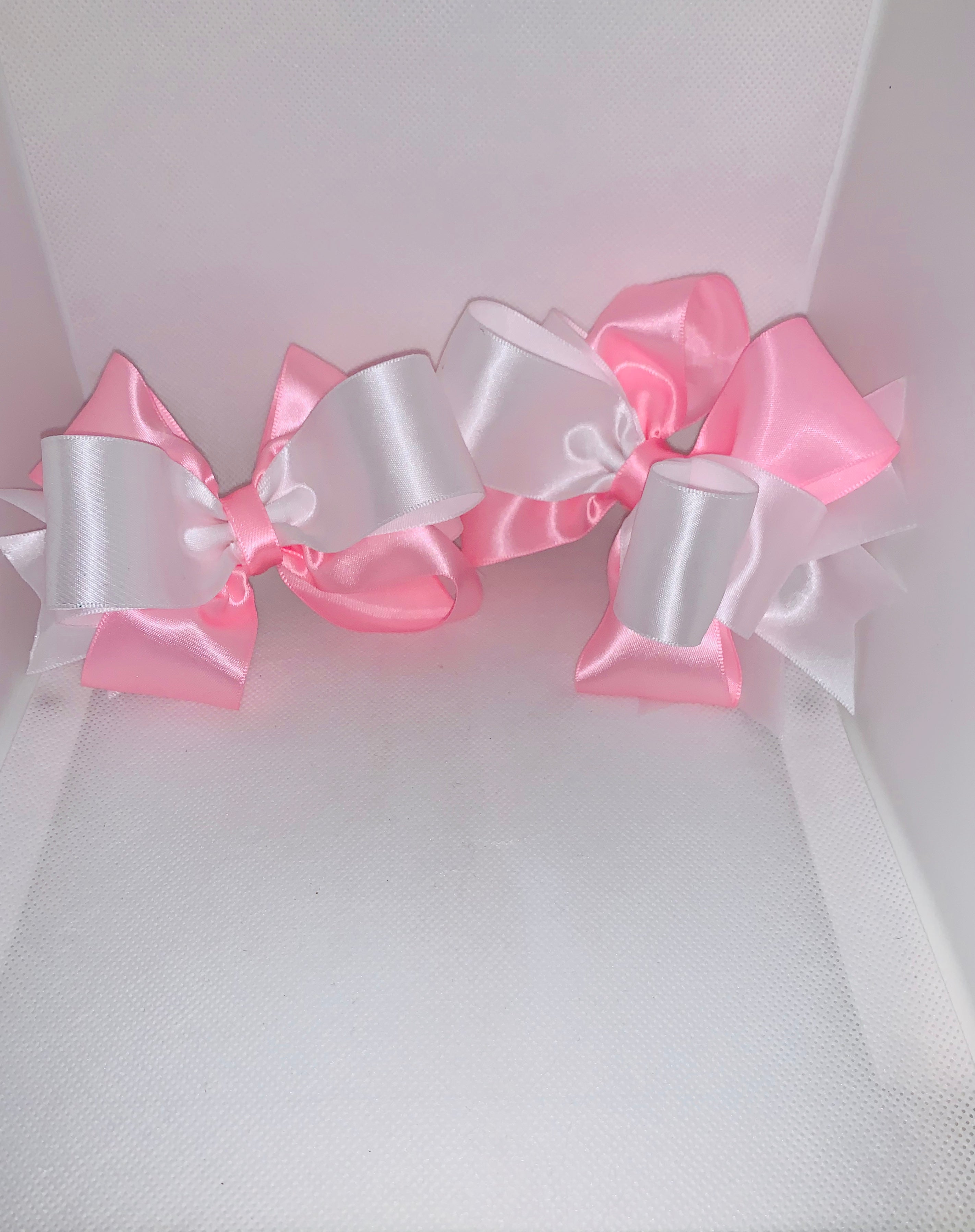 Pink & White Loopy Bow Hair Ribbon