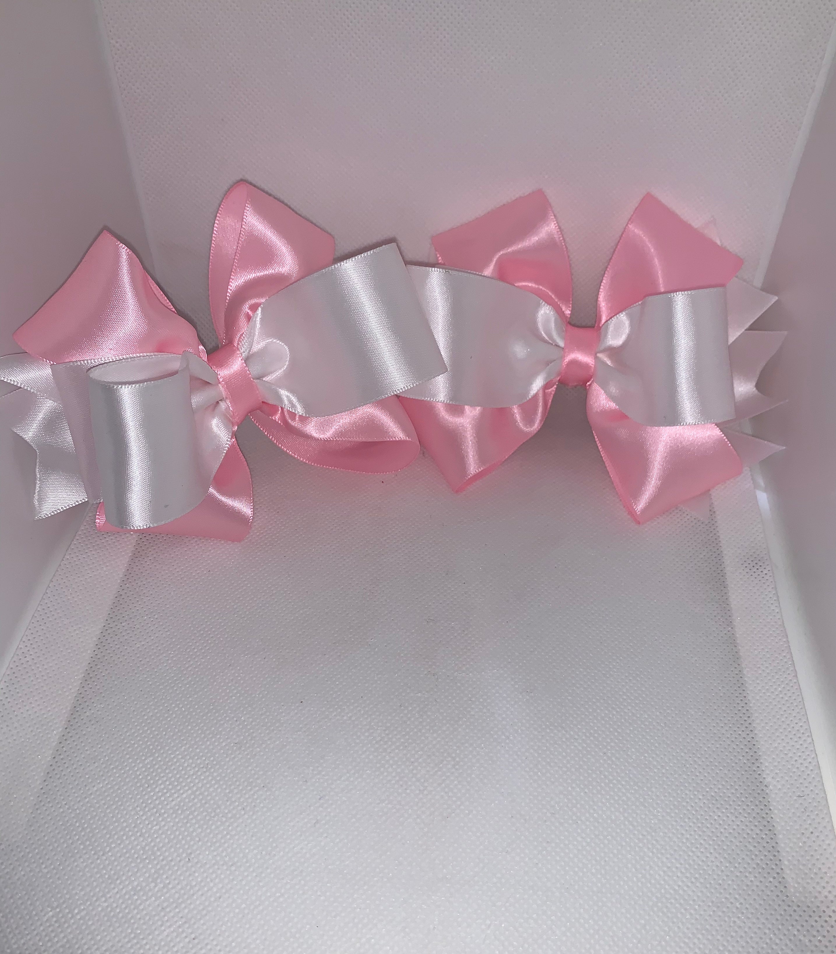 Pink & White Loopy Bow Hair Ribbon