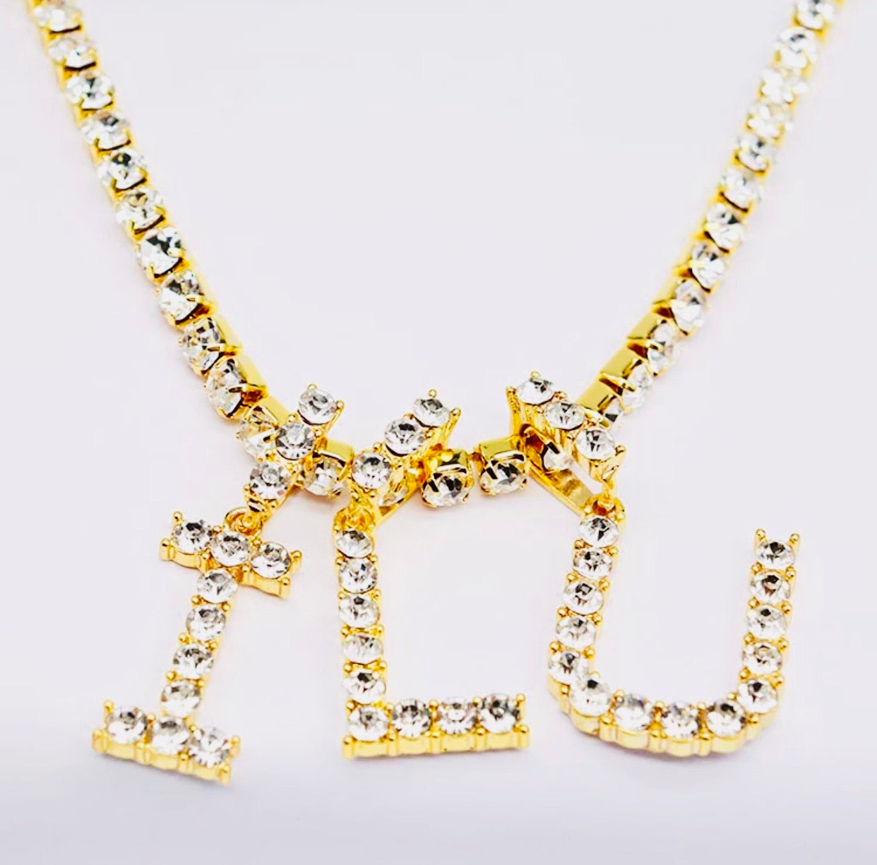 Iced Out Initial Necklace