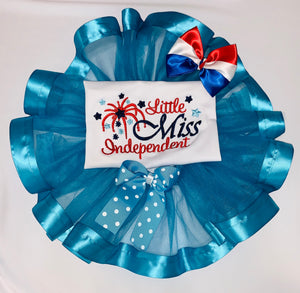 Embroidered Turquoise Ribbon trimmed Tu-Tu set