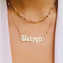 Gold Baby Girl  Double Chain Necklace