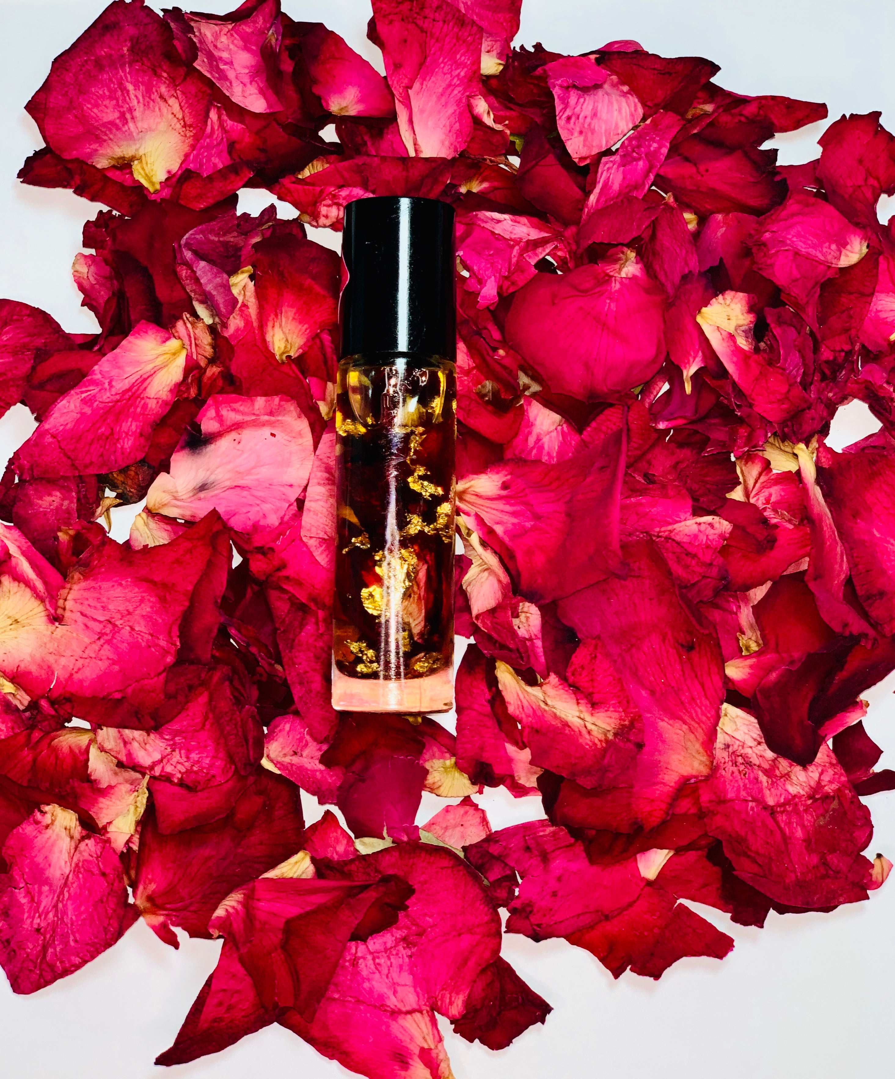 Rose Oil Lip Serum infused with gold flakes