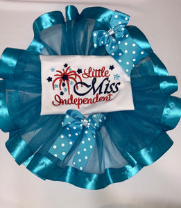 Embroidered Turquoise Ribbon trimmed Tu-Tu set