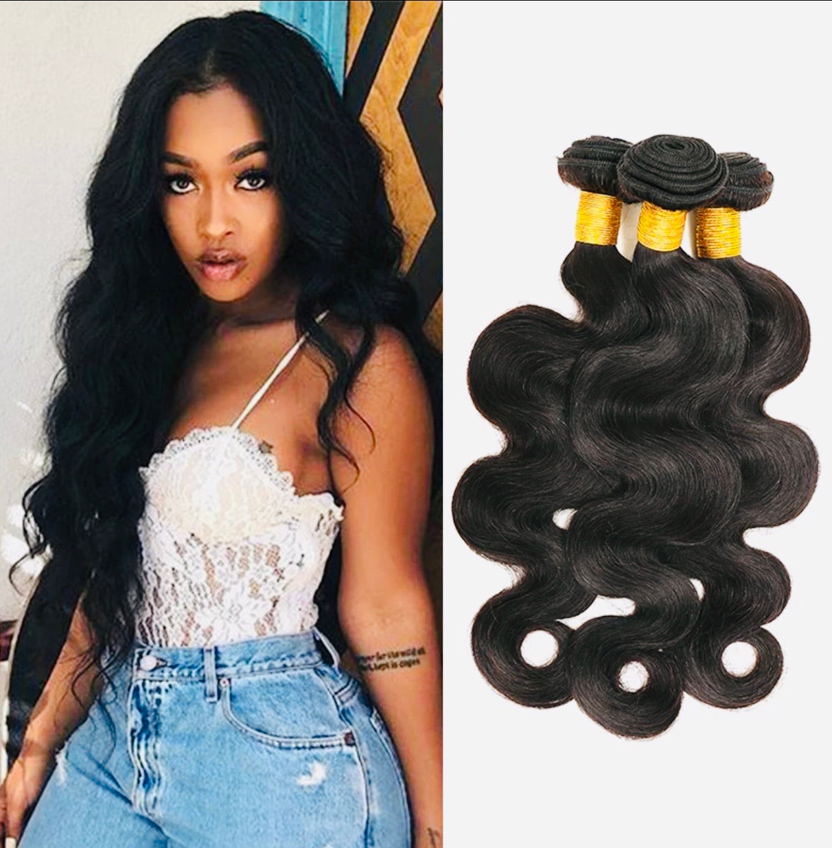 100%  Brazilian Virgin Human Hair (Body Wave ) 1B