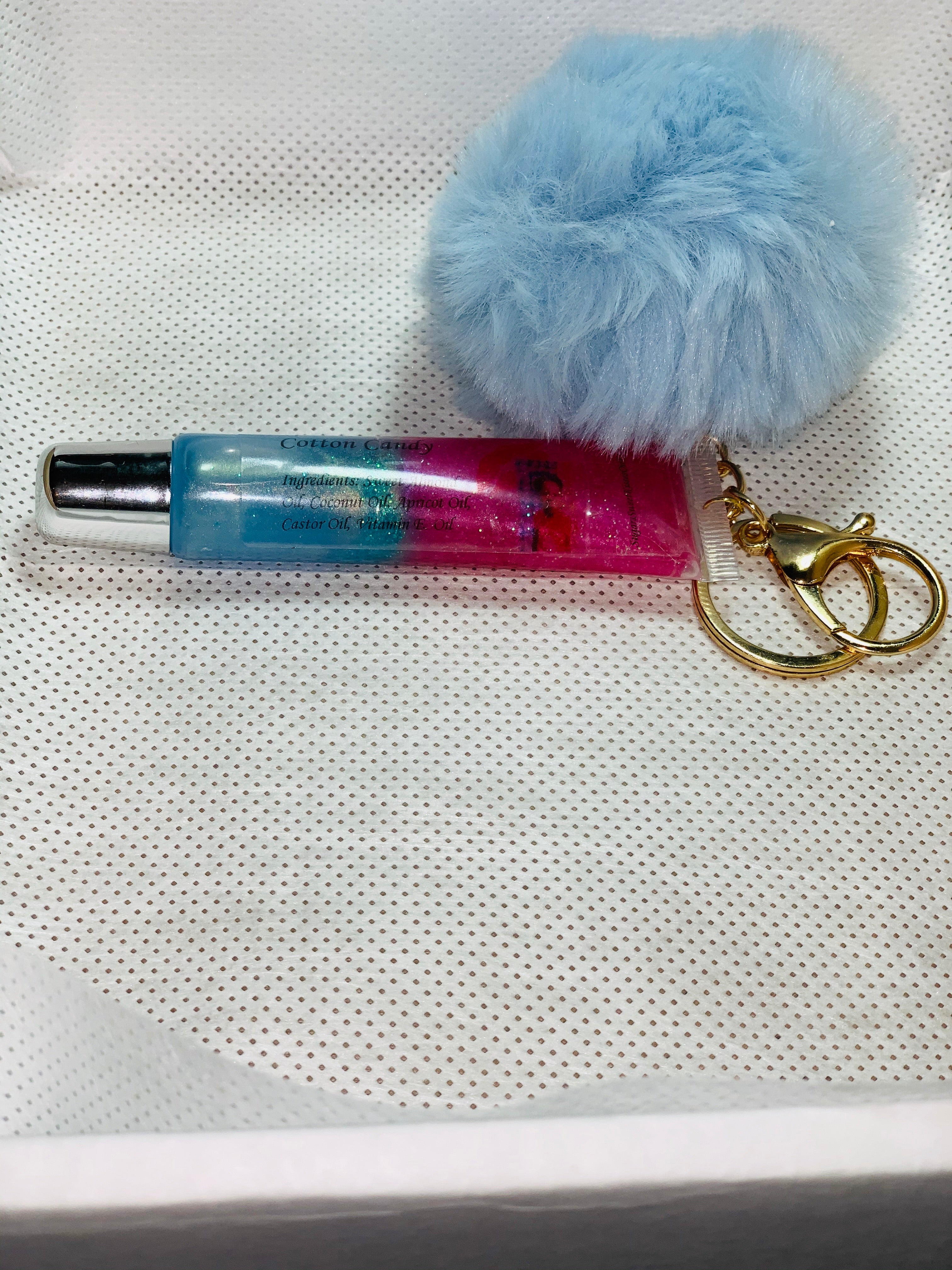 Keyring Lip Gloss w/ Pom-Pom