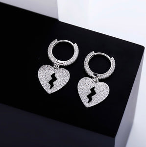 Iced Out Broken Heart Earrings