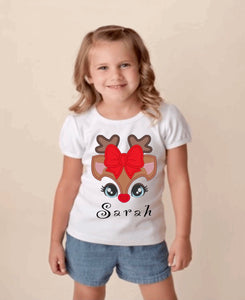 Embroidered Reindeer Christmas T-shirt