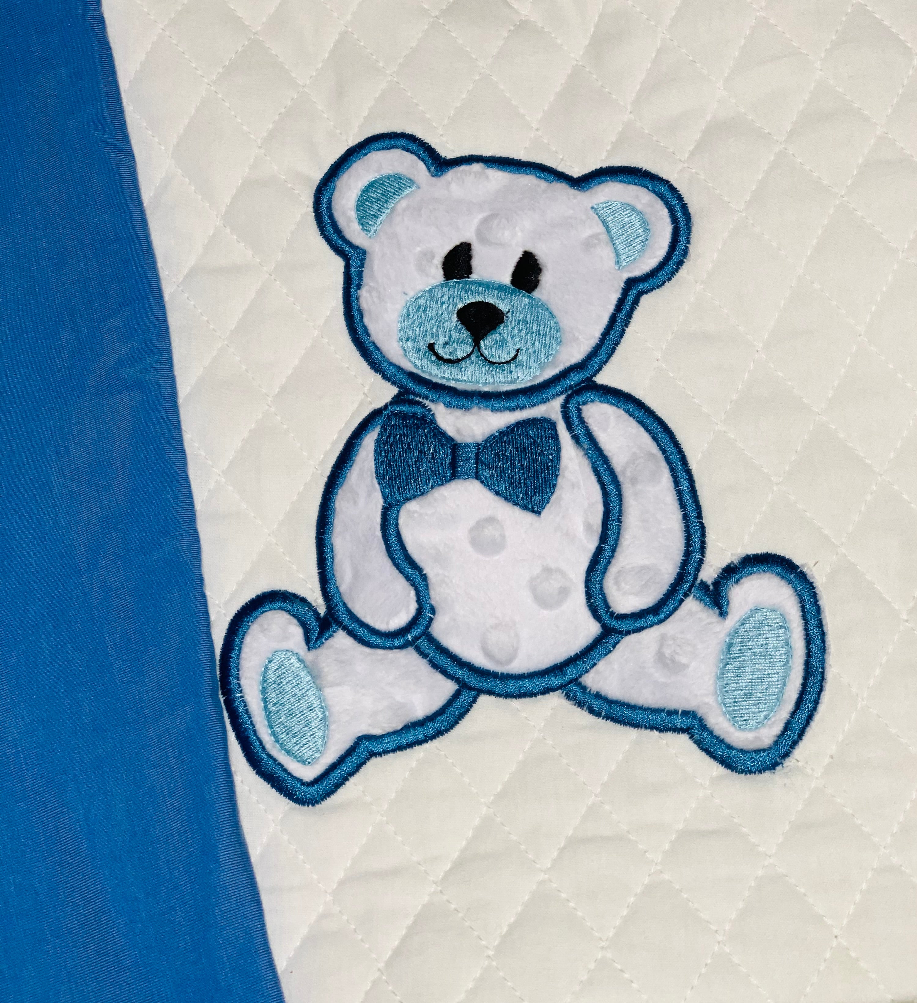 Teddy Bear Embroidered Baby Blanket With Personalized Name And Birthdate /Boys Baby Blanket For Babyshower Gift/Embroidered Minky Blanket