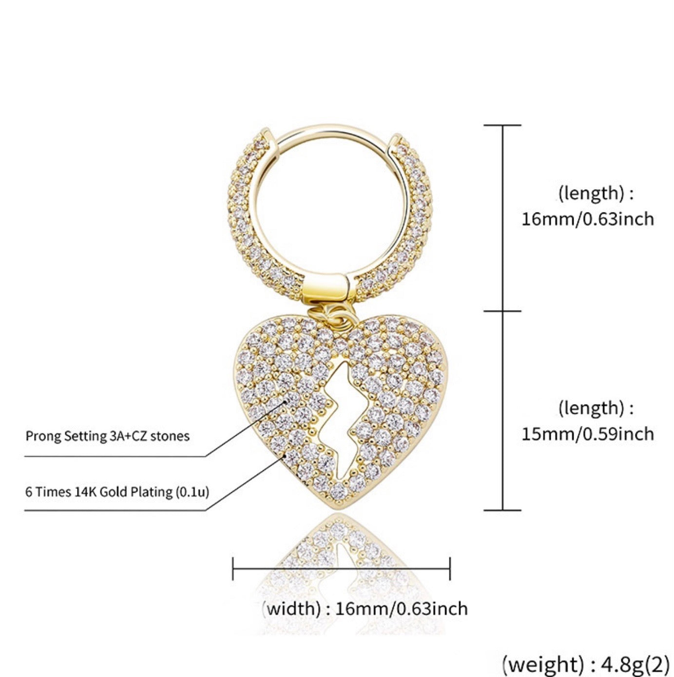 Iced Out Broken Heart Earrings