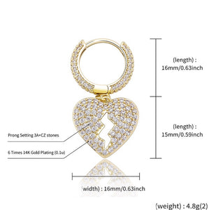 Iced Out Broken Heart Earrings