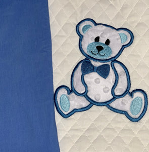 Teddy Bear Embroidered Baby Blanket With Personalized Name And Birthdate /Boys Baby Blanket For Babyshower Gift/Embroidered Minky Blanket