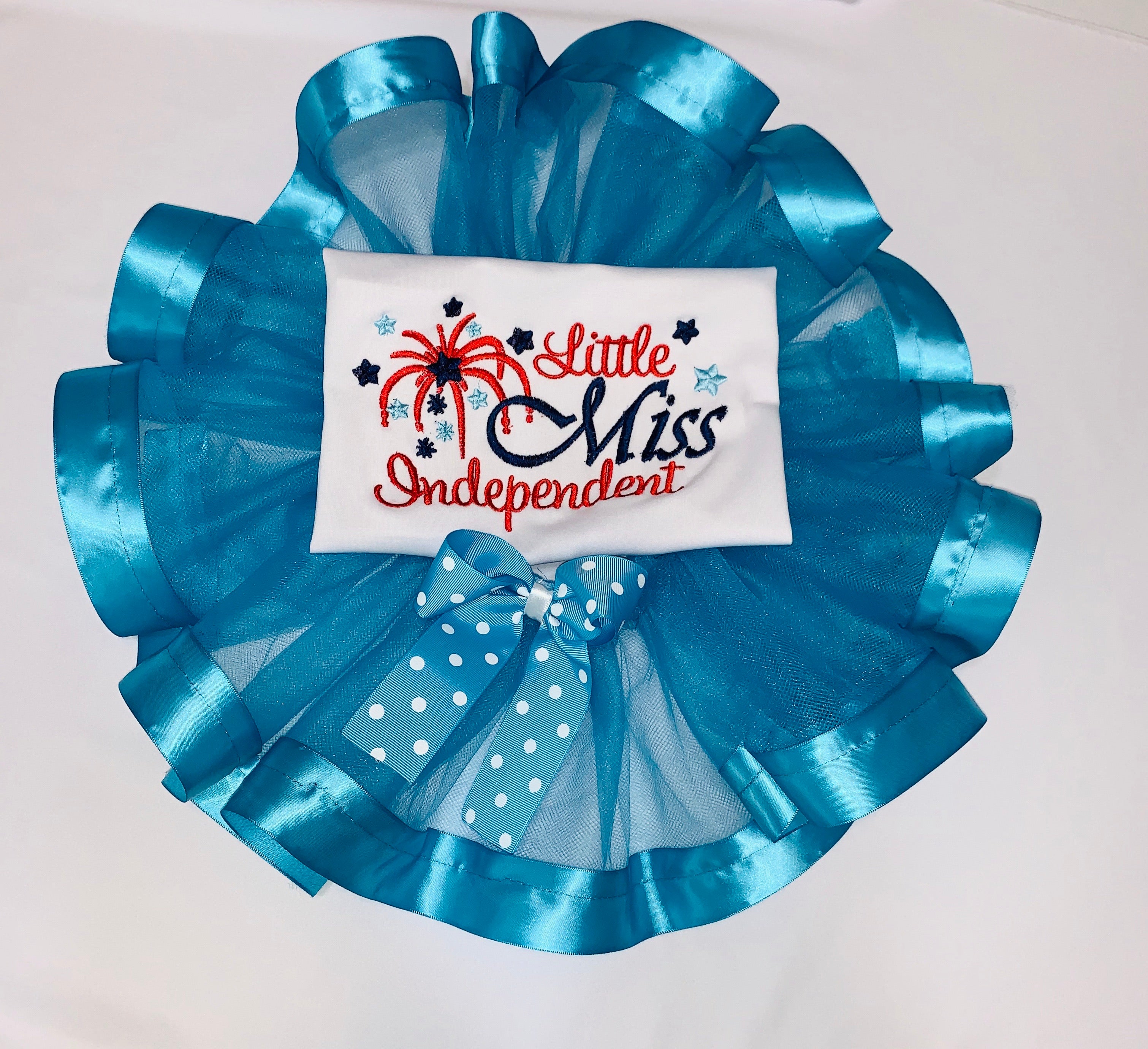 Embroidered Turquoise Ribbon trimmed Tu-Tu set