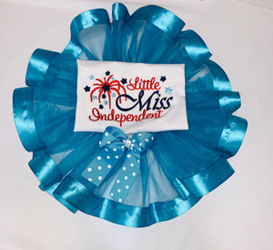 Embroidered Turquoise Ribbon trimmed Tu-Tu set