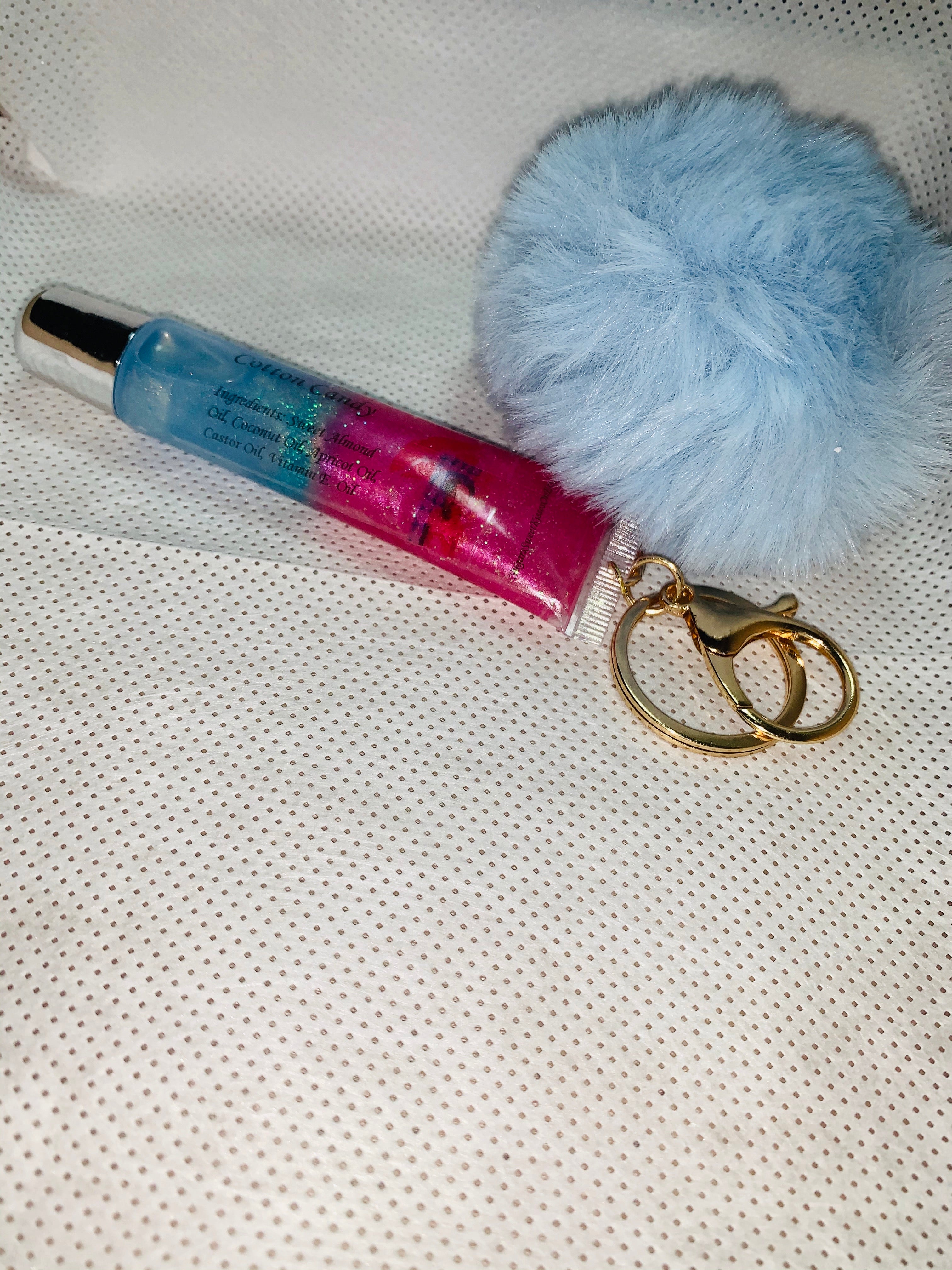 Keyring Lip Gloss w/ Pom-Pom