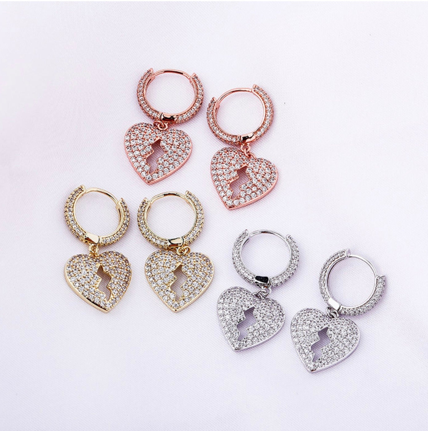 Iced Out Broken Heart Earrings