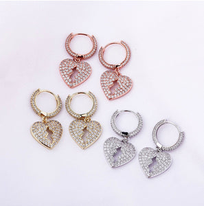 Iced Out Broken Heart Earrings